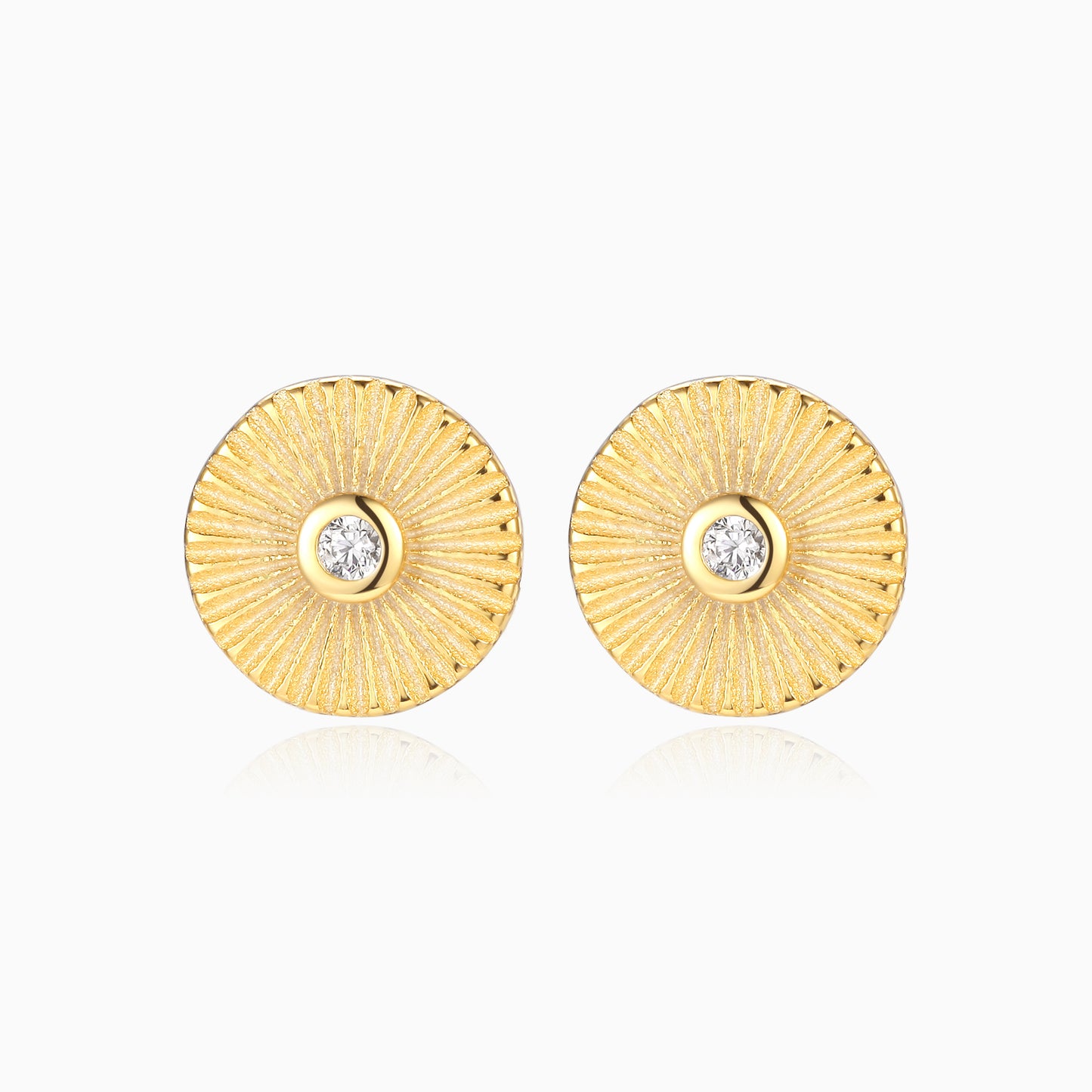 Circle Sunburst Stud Earrings