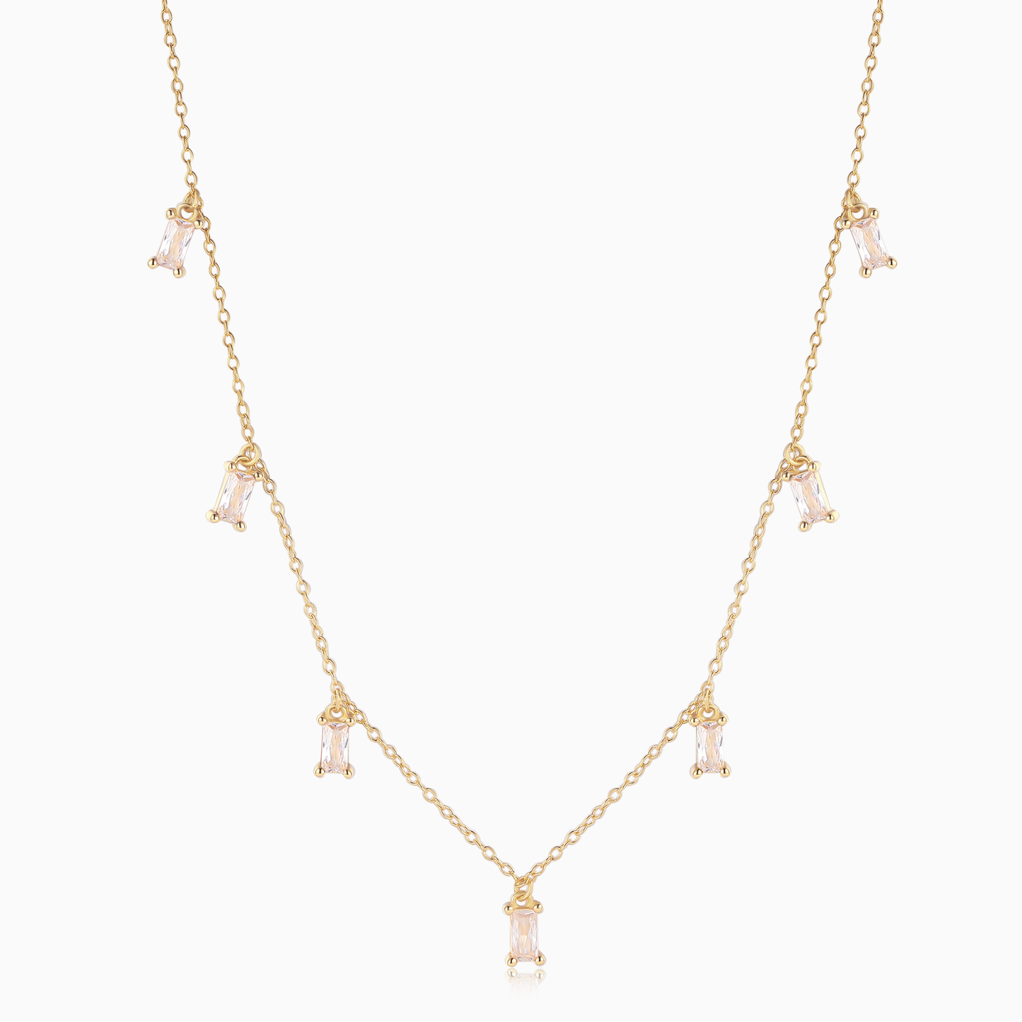 Clear Baguette Drop Necklace