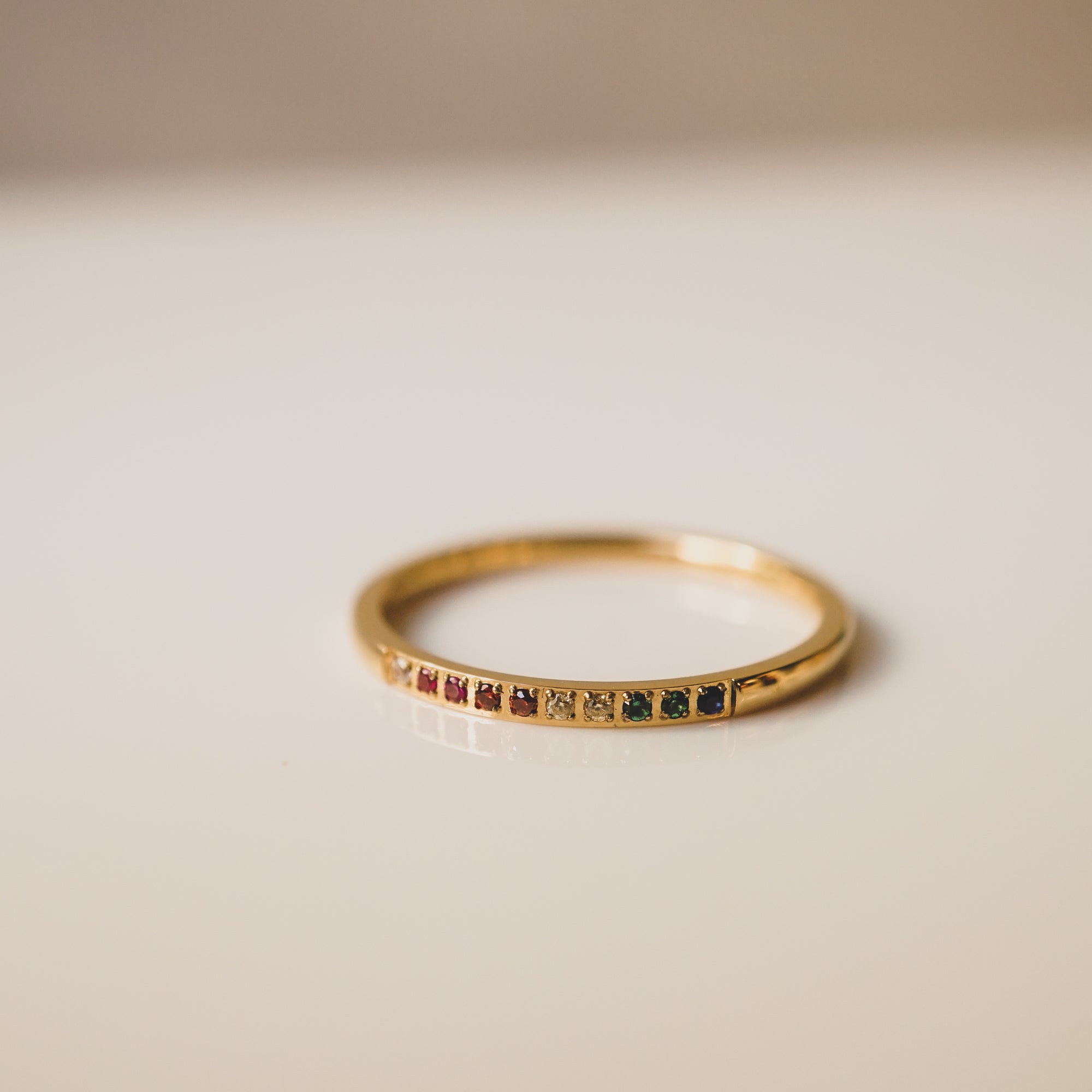 Dainty Pave Rainbow CZ Ring