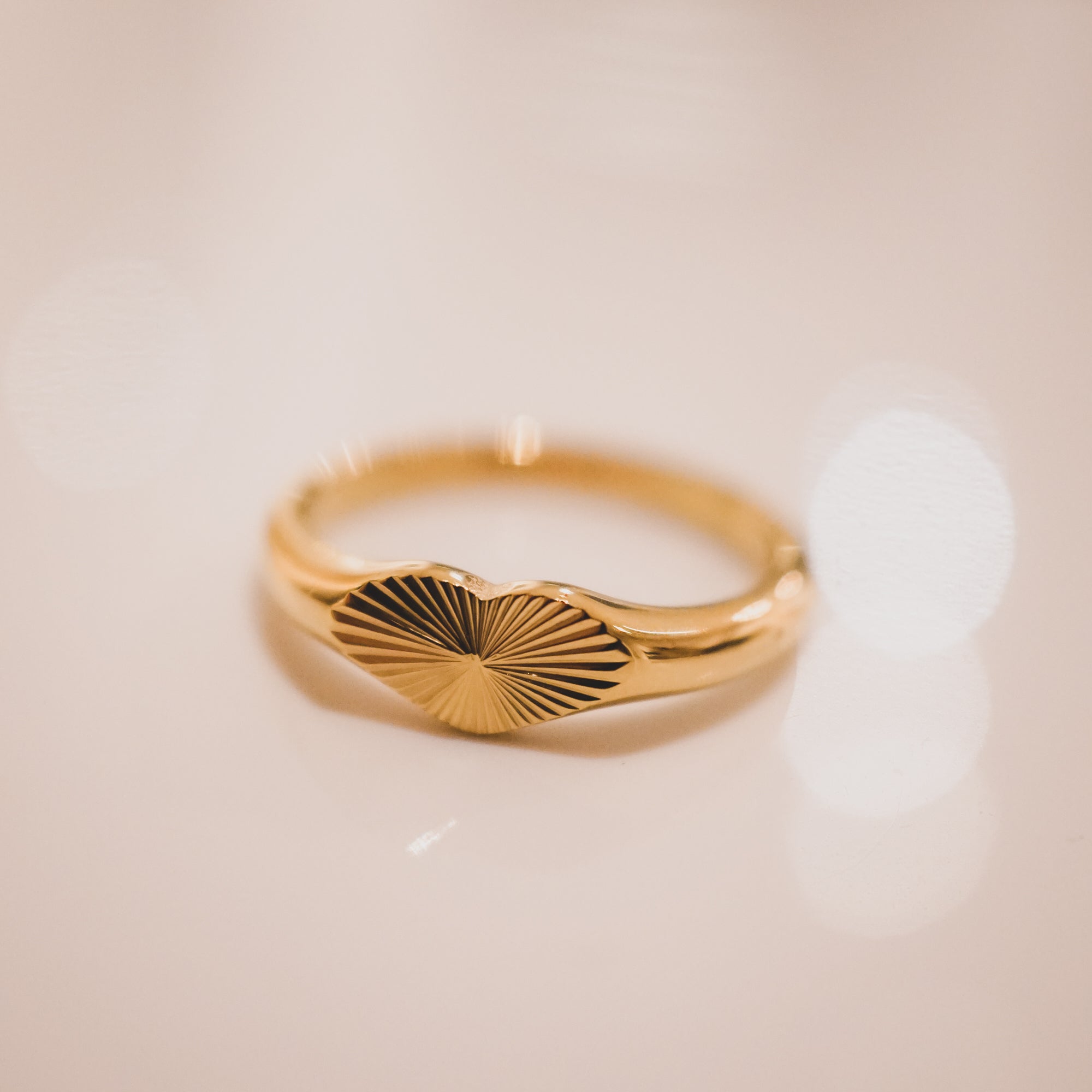 Sunburst Heart Signet Ring