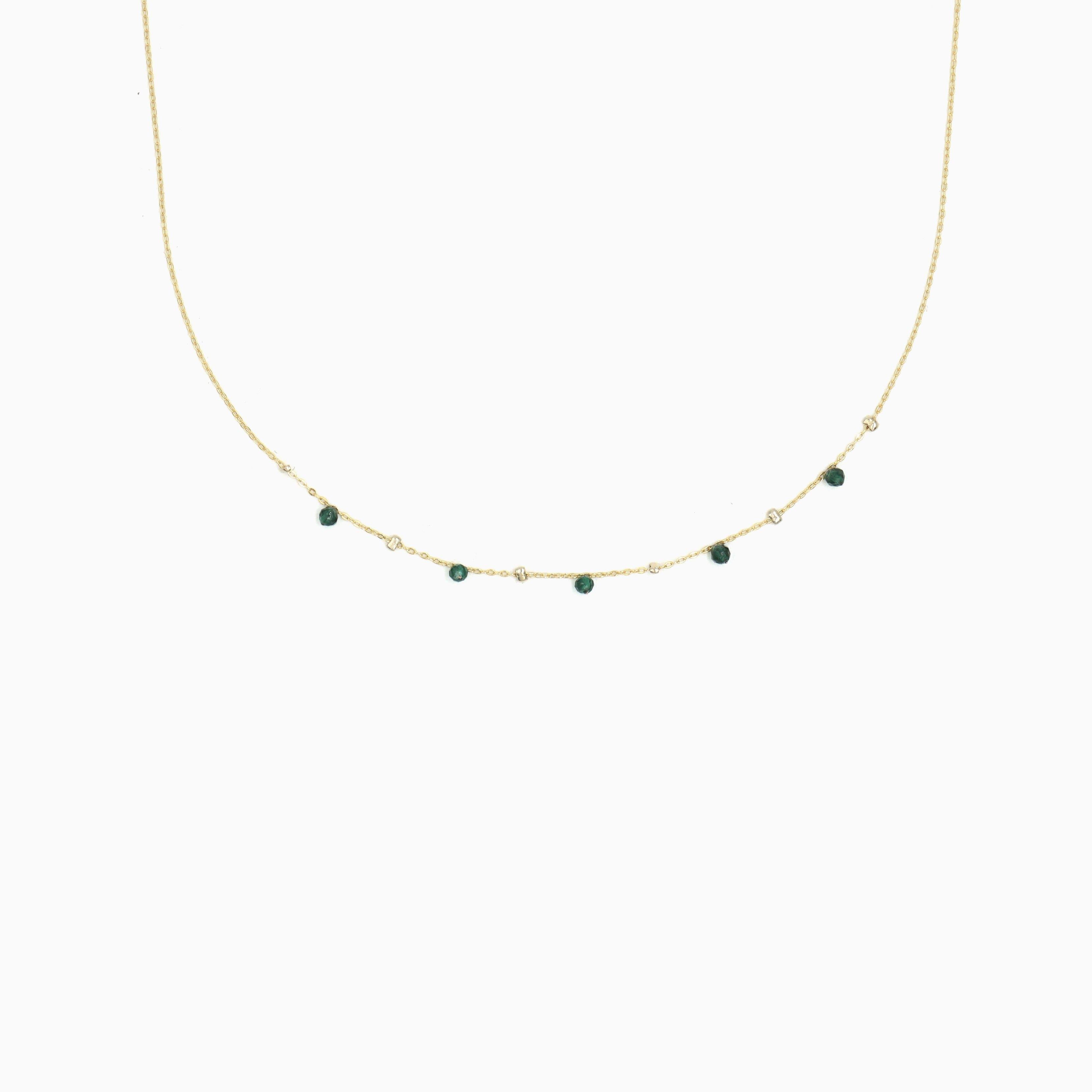 Natural Emerald Twinkle Satellite Necklace - Studdedheartz