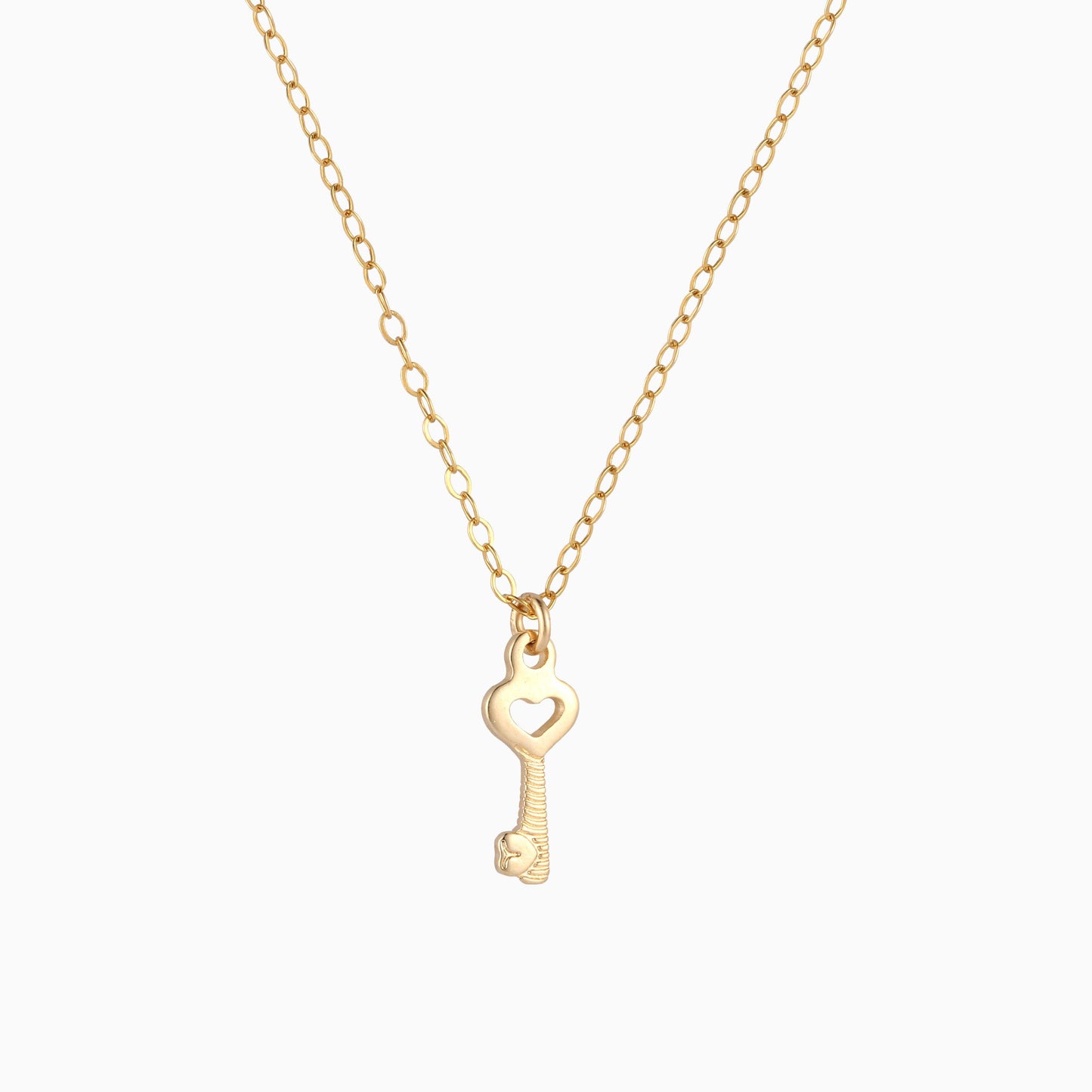 Dainty Heart Key Necklace - 14K Gold Filled - Studdedheartz