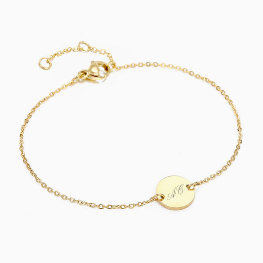 Personalized Small Connector Engraved Disk Bracelet
