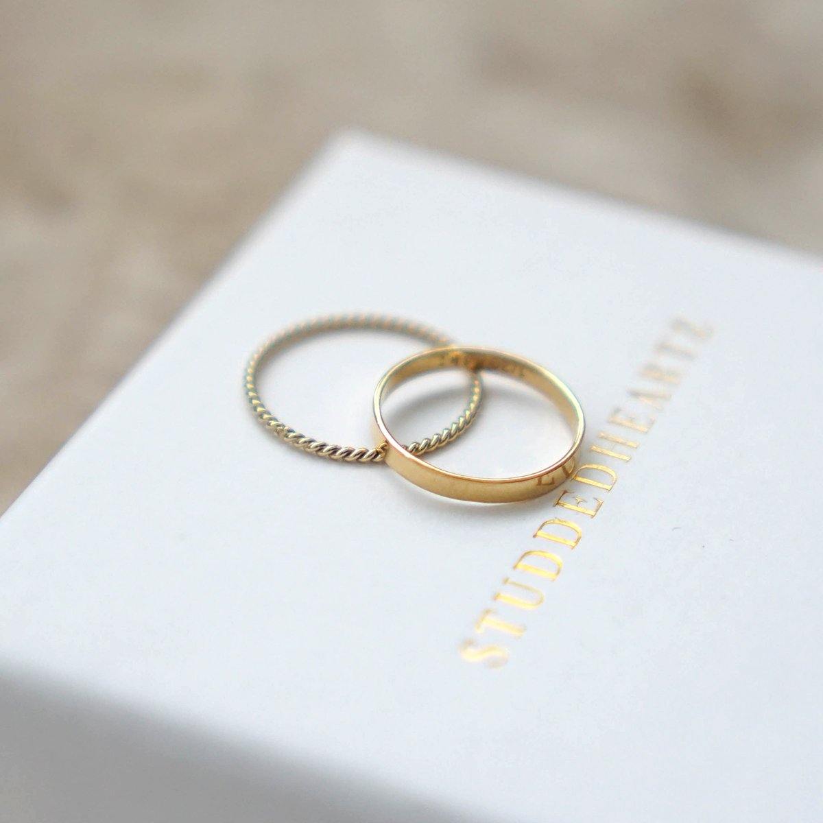 Thin Stacking Twist Ring - 14K Gold Filled - Studdedheartz